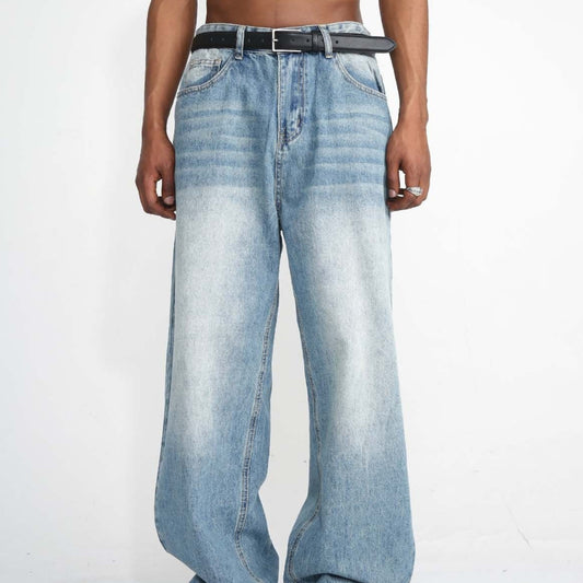 UrbanEase Men's Wide-Leg Blue Jeans