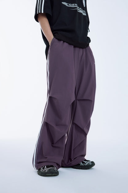 Bright Line Side Stripe Parachute Wide-Leg Pants