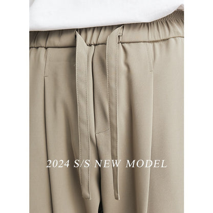 Elevé Ice Silk Straight-Leg Casual Trousers