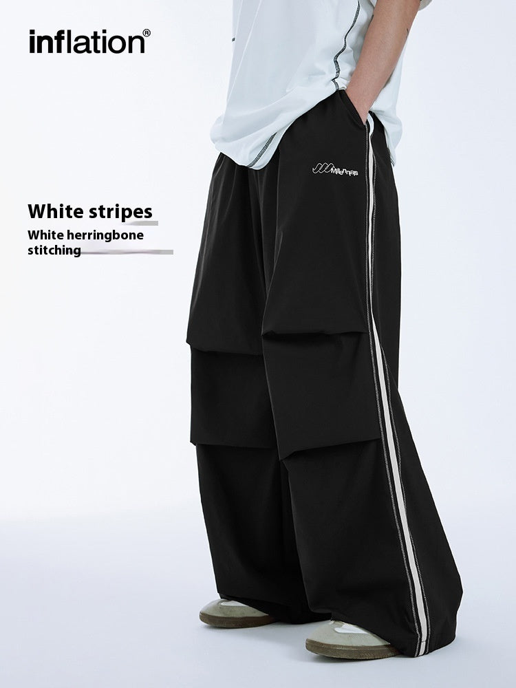 Bright Line Side Stripe Parachute Wide-Leg Pants