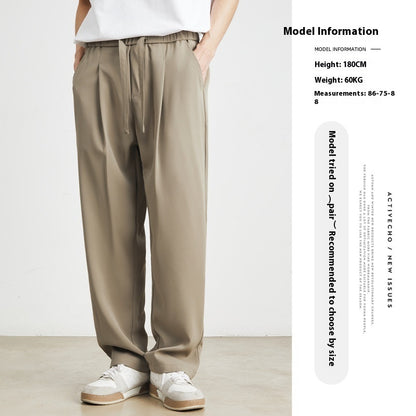 Elevé Ice Silk Straight-Leg Casual Trousers