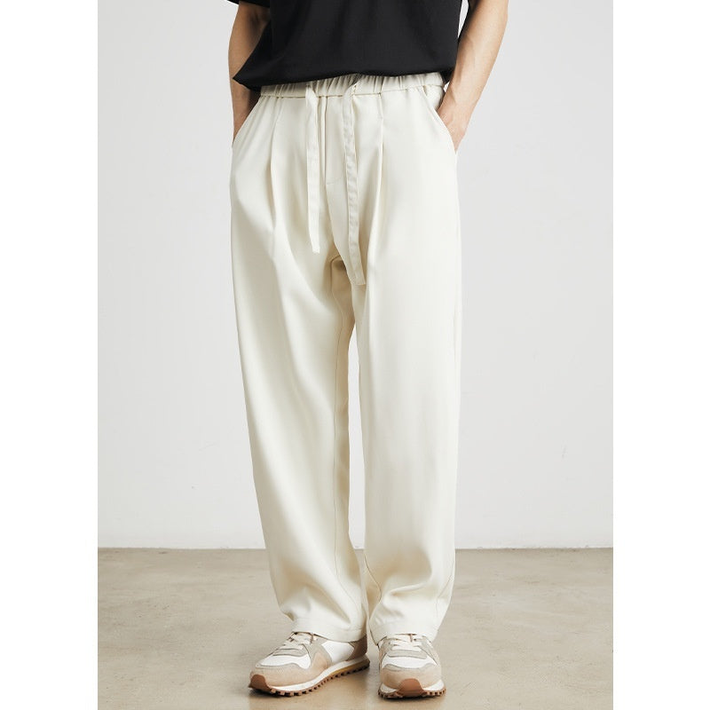 Elevé Ice Silk Straight-Leg Casual Trousers