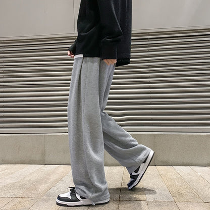 Straight Wide-Leg Knitted Track Sweatpants