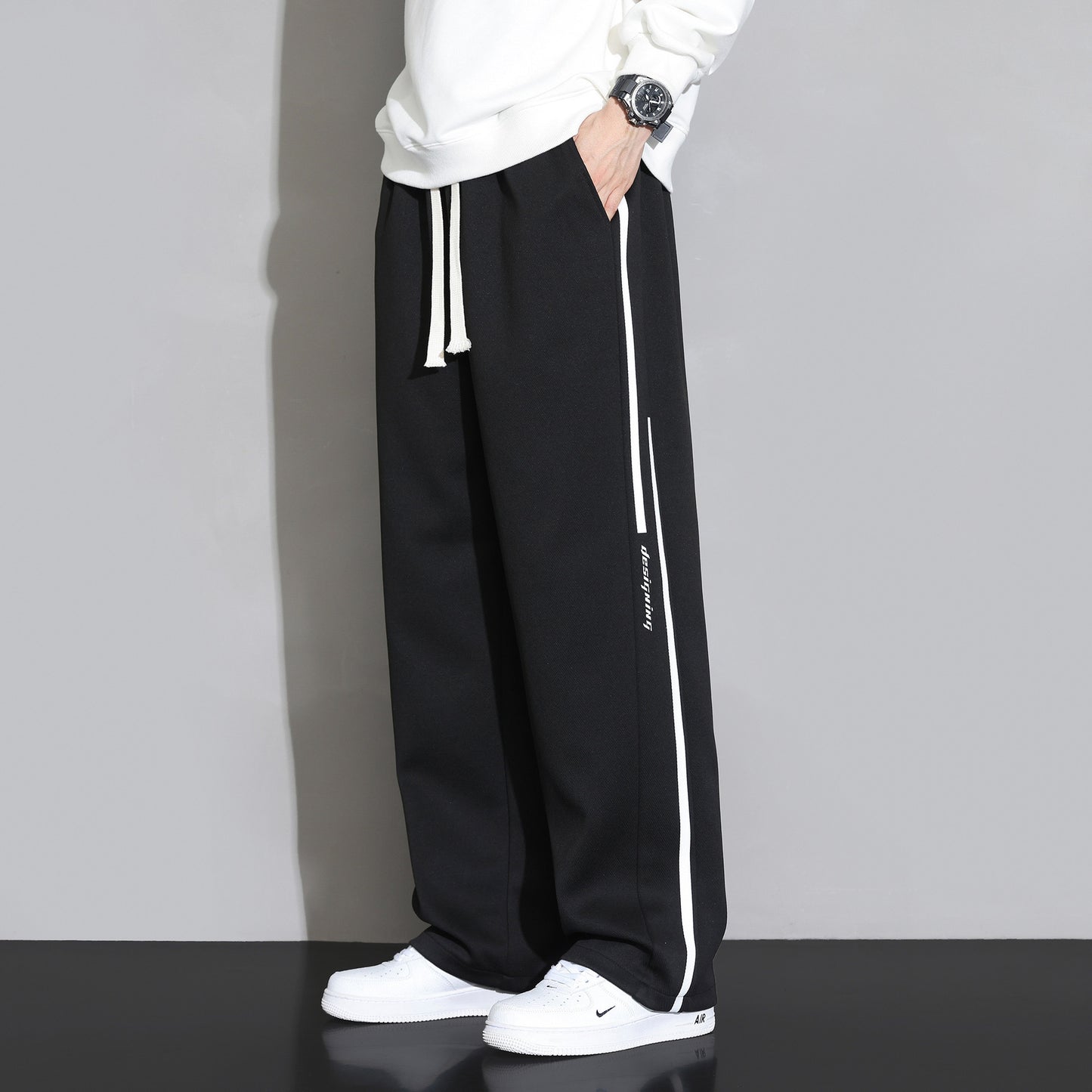 Straight Casual Sweatpants - Loose Wide-Leg Sports Trousers