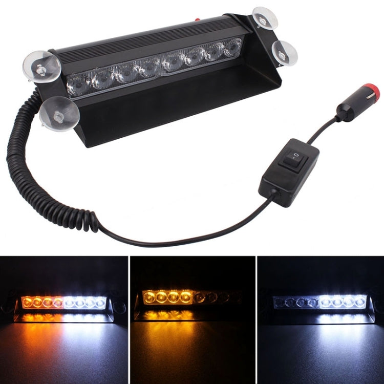 8W 800LM 8-LED 3-Modes Adjustable Angle Car Strobe Flash Dash Emergency Light Warning Lamp with Suckers, DC 12V, Blue, Red, White, Yellow, White + Red, White + Yellow, Red + Blue