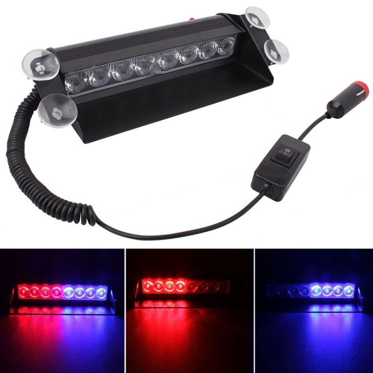 8W 800LM 8-LED 3-Modes Adjustable Angle Car Strobe Flash Dash Emergency Light Warning Lamp with Suckers, DC 12V, Blue, Red, White, Yellow, White + Red, White + Yellow, Red + Blue