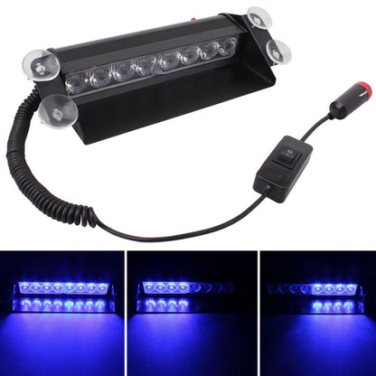 8W 800LM 8-LED 3-Modes Adjustable Angle Car Strobe Flash Dash Emergency Light Warning Lamp with Suckers, DC 12V, Blue, Red, White, Yellow, White + Red, White + Yellow, Red + Blue