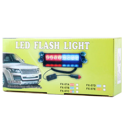 8W 800LM 8-LED 3-Modes Adjustable Angle Car Strobe Flash Dash Emergency Light Warning Lamp with Suckers, DC 12V, Blue, Red, White, Yellow, White + Red, White + Yellow, Red + Blue