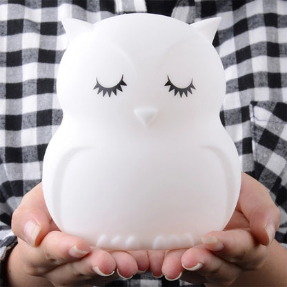 Cute owl cartoon colorful LED Lamp creative silicone night light childrens toy lamp bedroom decoration USB charging light