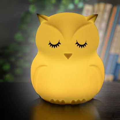 Cute owl cartoon colorful LED Lamp creative silicone night light childrens toy lamp bedroom decoration USB charging light