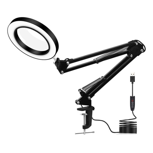 5X Magnifying Glass LED Folding Long Arm Clip Light Eye-protection USB Reading Lamp, Small, Medium, Large