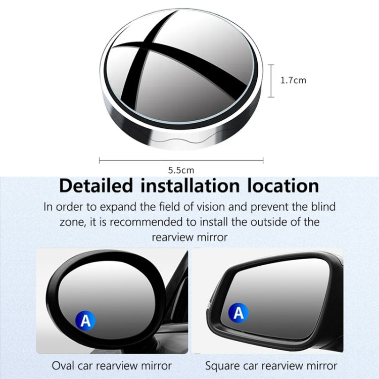 1pair Reversing Mirror Small Round Mirror HD Large View Suction Cup Blind Spot Mirror, Size: 5.5x1.7cm(Black), Size: 5.5x1.7cm(White), Size: 5.5x1.7cm(Silver)