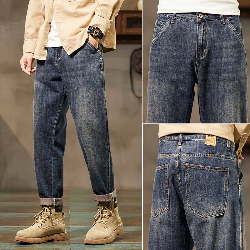 Retro Men's Straight Loose Denim Pants