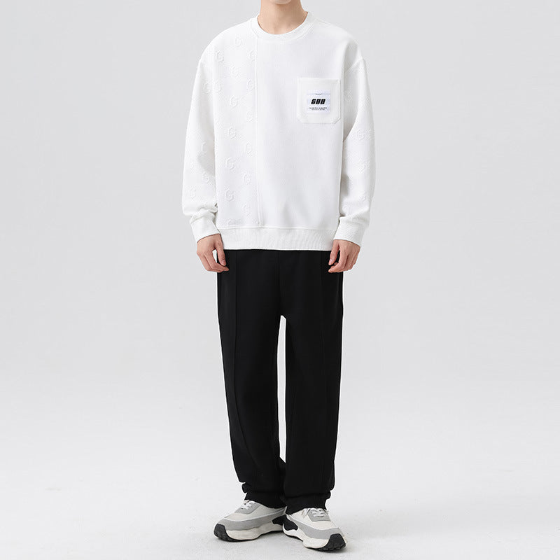 Trendy Korean-Style Oversized Men's Round Neck Pullover