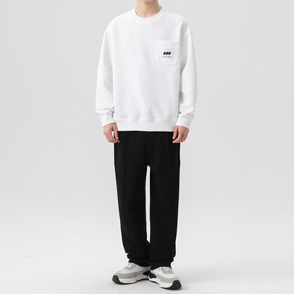 Trendy Korean-Style Oversized Men's Round Neck Pullover