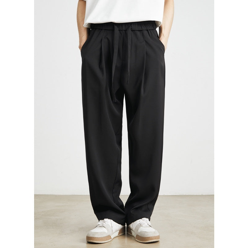 Elevé Ice Silk Straight-Leg Casual Trousers