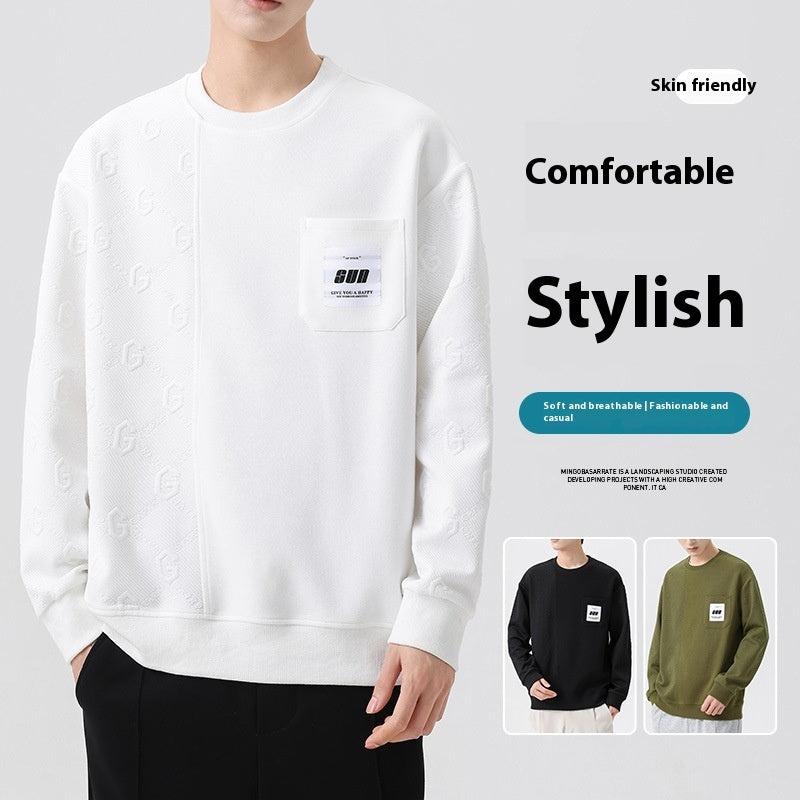 Trendy Korean-Style Oversized Men's Round Neck Pullover