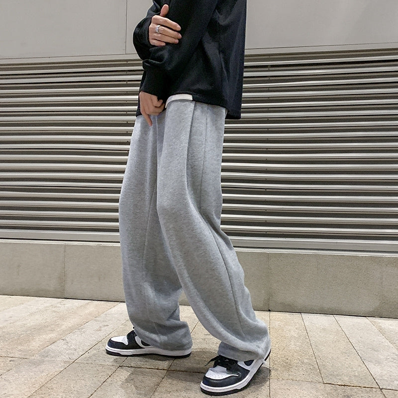 Straight Wide-Leg Knitted Track Sweatpants