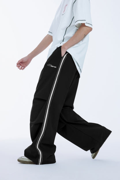 Bright Line Side Stripe Parachute Wide-Leg Pants