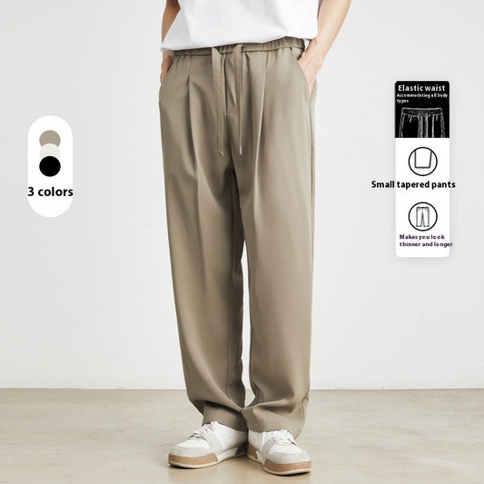 Elevé Ice Silk Straight-Leg Casual Trousers